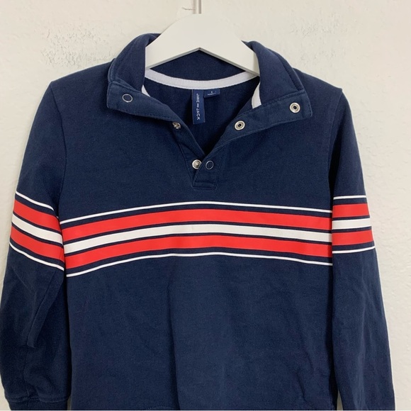Janie And Jack Polo Rugby Stripe Long Sleeve Shirt Boys Size 5 Navy Blue - Picture 7 of 11